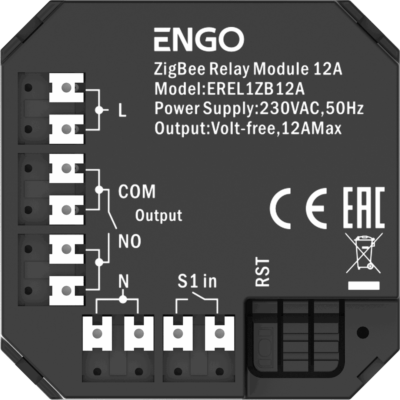 Engo EREL1ZB10A ZIGBEE relay intelegjent 1x12a dalje NO-COM