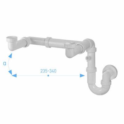 Plastbrno Sifon levizes plastik 2x 6/4" dn40 me dalje per makin te larjes me dy dalje